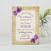 Invitation Vintage Sheet Music Purple Rose Mariage (Debout devant)