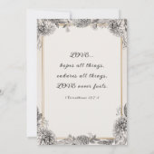 Invitation Vintage simple Floral Christian Cross Mariage (Dos)