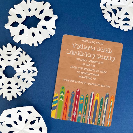 Invitation Vintage Skis Custom Skiing Themed Party