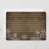 Invitation Vintage Snowflakes en bois et Mariage d'étincelles (Dos)