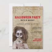 Invitation Vintage soirée costumée Halloween poupée Déplaisan (Devant)