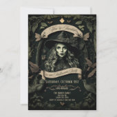 Invitation Vintage sorcière gothique victorienne Halloween (Devant)