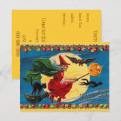 Invitation vintage sorcière Halloween (Devant / Derrière)