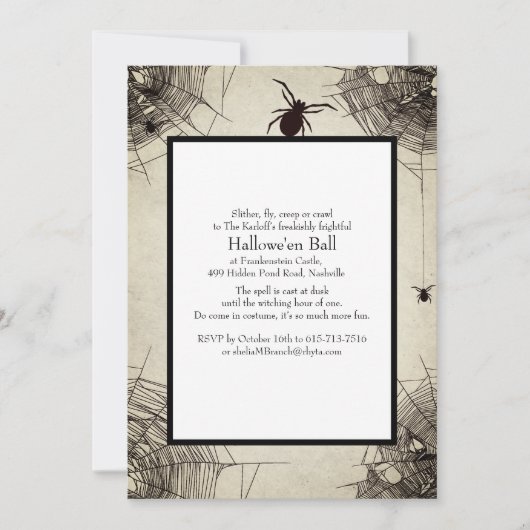 Invitation Vintage Spiderweb Chalkboard Halloween  (Devant)