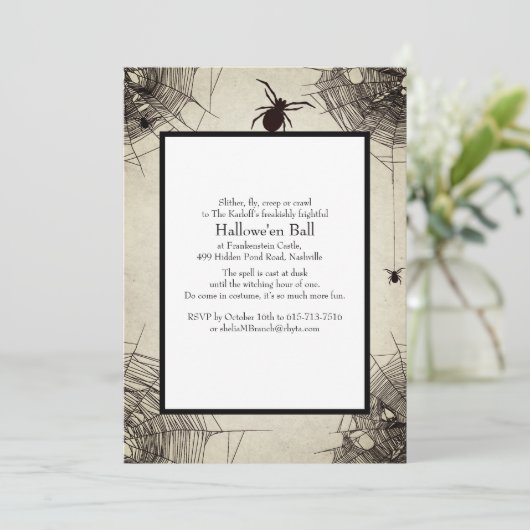 Invitation Vintage Spiderweb Chalkboard Halloween  (Debout devant)