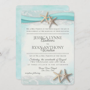 Invitation Vintage Starfish Tropical Beach Rustique