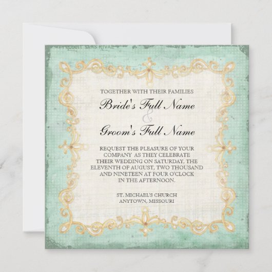 Invitation Vintage Stargazer Lily Rose Butterfly sur Hydrange (Devant)