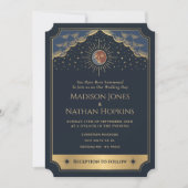 Invitation Vintage Starry Sun Moon Tarot Mariage (Devant)