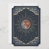 Invitation Vintage Starry Sun Moon Tarot Mariage (Dos)