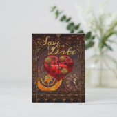 Invitation Vintage Steampunk Hearts Gears Wedding Save Date I (Debout devant)