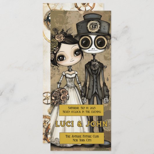 Invitation Vintage Steampunk Mariage risqué invite (Devant / Derrière)