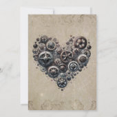 Invitation Vintage Steampunk Retro Heart of Gears Mariage (Dos)