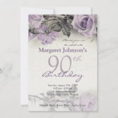 Invitation Vintage Sterling Silver Purple Rose 90e anniversai (Devant)