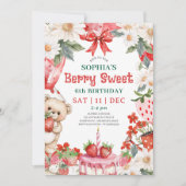 Invitation Vintage Strawberry Berry Sweet 6th Birthday (Devant)