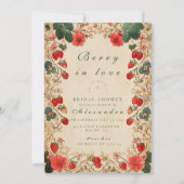 Invitation Vintage Strawberry Botanical Bridal Shower (Devant)