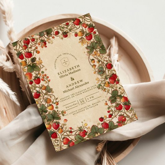 Invitation Vintage Strawberry Garden Wedding