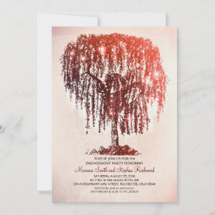 Invitation Vintage String Lights Tree Rustic Engagement Party