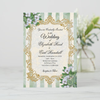 Invitation Vintage Striped Botanical Invite