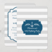 Invitation Vintage Stripes Nautique 50ème anniversaire (Devant / Derrière)