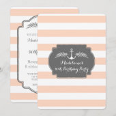 Invitation Vintage Stripes Nautique 50ème anniversaire (Devant / Derrière)