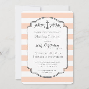 Invitation Vintage Stripes Nautique 50ème anniversaire