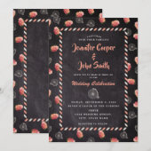 Invitation Vintage Style Airmail Vélo Rose Chalkboard Voyage (Devant / Derrière)