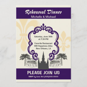 Invitation Vintage Style New Orleans Mariage Événement Purple