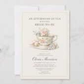 Invitation Vintage Style Tea Party Bridal Shower (Devant)