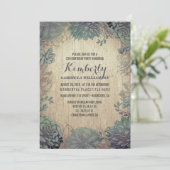 Invitation Vintage Succulent Rustic Wood Birthday Party (Debout devant)