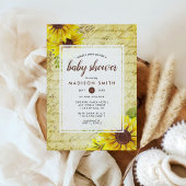 Invitation Vintage Sunflower Script Baby Shower