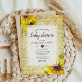 Invitation Vintage Sunflower Script Baby Shower