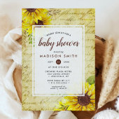 Invitation Vintage Sunflower Script Baby Shower