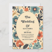 Invitation Vintage Super rétro Mariage floral (Devant)