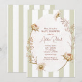 Invitation vintage sur Baby shower floral (Devant / Derrière)