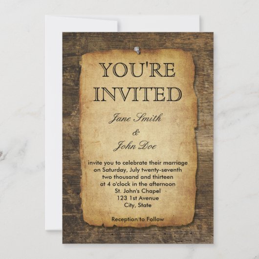 Invitation Vintage sur papier (Devant)