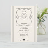 Invitation Vintage Swans All In One Monogram Wedding (Debout devant)