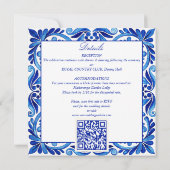 Invitation Vintage Talavera Azulejo carreaux bleu mariage (Dos)