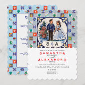 Invitation Vintage Talavera Unique Mexicain Carreaux Mariage (Devant / Derrière)