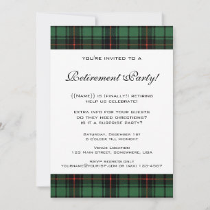 Invitation Vintage Tartan, Davidson Modern Retirement Party
