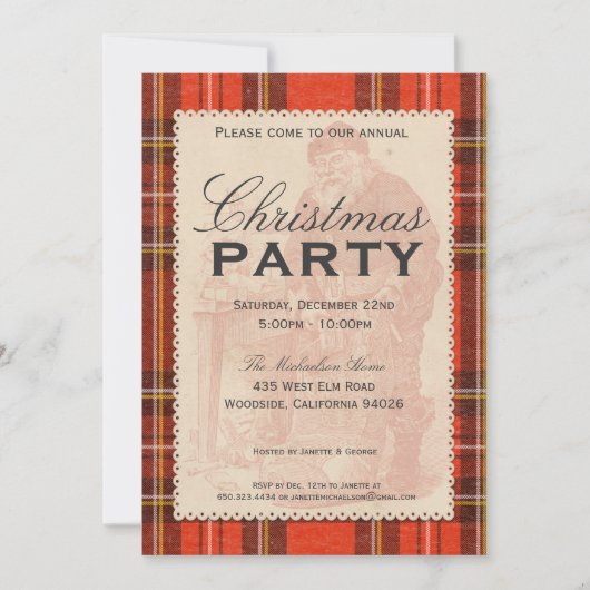 Invitation Vintage Tartan Holiday Party (Devant)