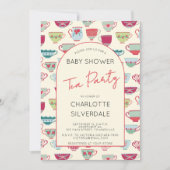 Invitation Vintage Tea Party Baby Shower (Devant)