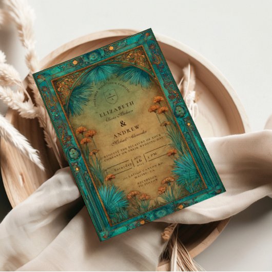 Invitation Vintage Teal Garden Islamic Wedding