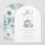 Invitation Vintage Teapot Floral Granmillenial Tea Party   (Devant / Derrière)