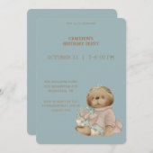 Invitation Vintage Teddy Bear Anniversaire (Devant / Derrière)