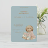 Invitation Vintage Teddy Bear Anniversaire (Debout devant)