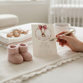 Invitation Vintage Teddy Bear Bow Baby Shower