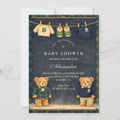 Invitation Vintage Teddy Bear Preppy Baby Shower (Devant)