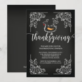 Invitation vintage Thanksgiving Diner Party (Devant / Derrière)