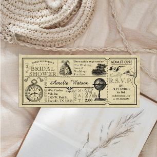 Invitation vintage Ticket de douche nuptiale