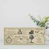 Invitation vintage Ticket de douche nuptiale (Debout devant)